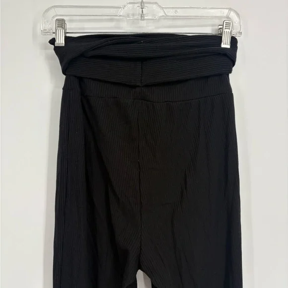 Reformation Kassia Black Tie Waist Ribbed Pants - Picture 7 of 11